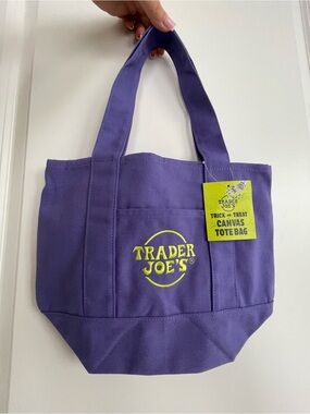 Trader Joe's Trick-or-Treat Mini Canvas Tote Bag - Purple